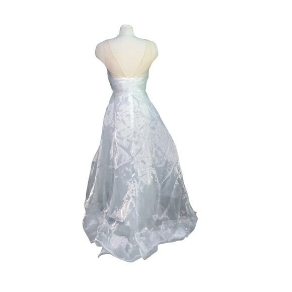 Lulus Beaded Draped Sweetheart Neck Tulle Flowy Maxi Formal Dress Sz Medium Whit - Picture 8 of 14